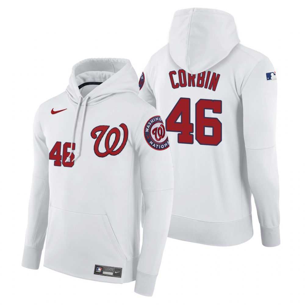Men Washington Nationals 46 Corbin white home hoodie 2021 MLB Nike Jerseys
